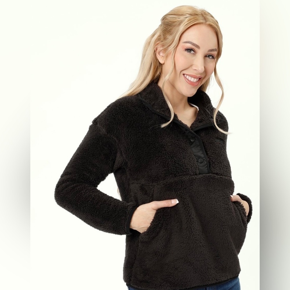 Nwt Spyder Black Snap-Button Fuzzy Pullover